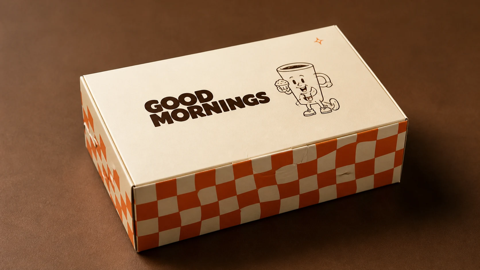 GOOD MORNINGS checkered pastry box