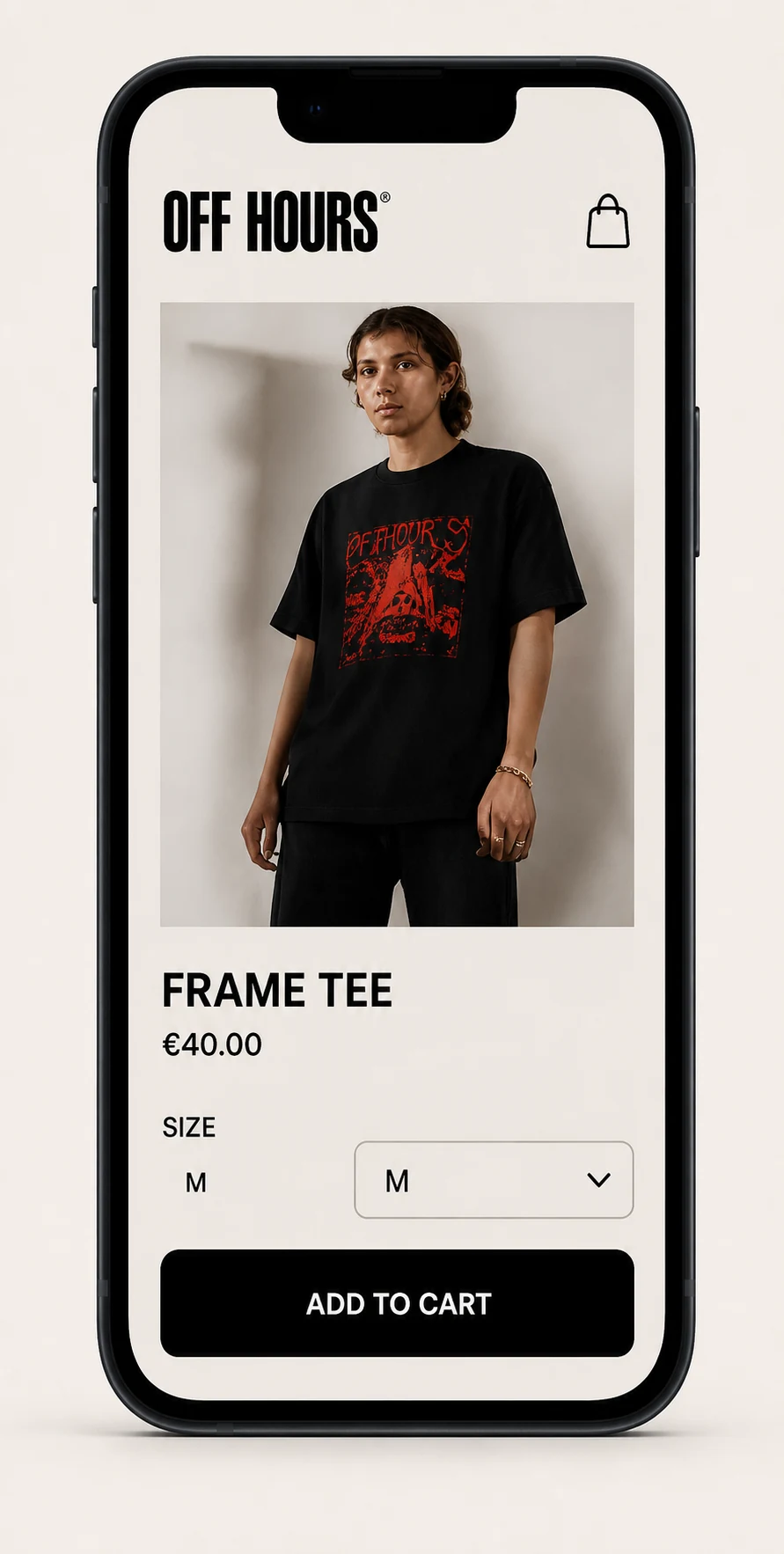 OFF HOURS product page shown on a phone