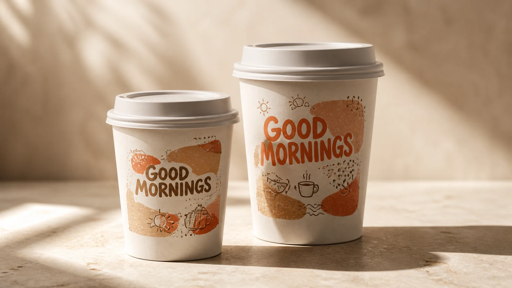 GOOD MORNINGS branded takeaway coffee cups